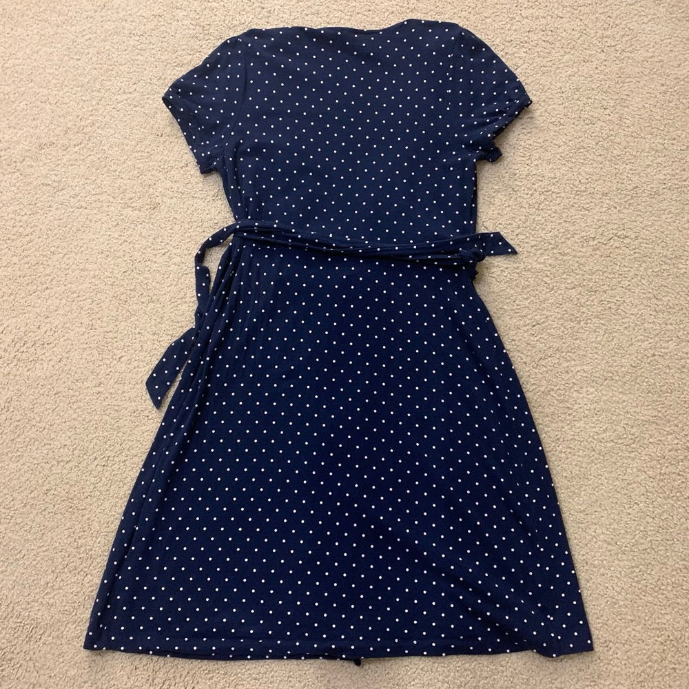 Lands' End Polka Dot Navy Wrap Dress - Picture 8 of 9